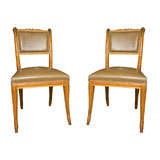 Pair English Regency Fruitwood and Parcel Gilt Side Chairs