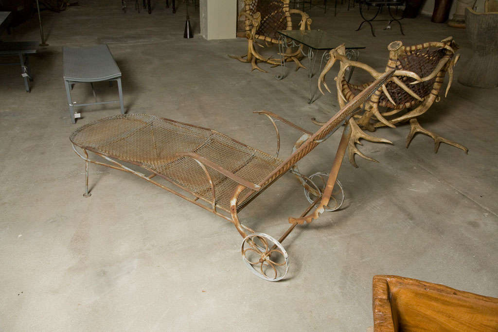 Rustic Wrought Iron Chaise Lounge at 1stdibs