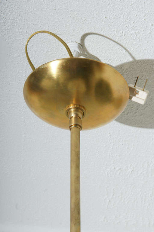 Mid-20th Century Textured Glass Petite Pendant Ceiling Fixture with Brass Hardware