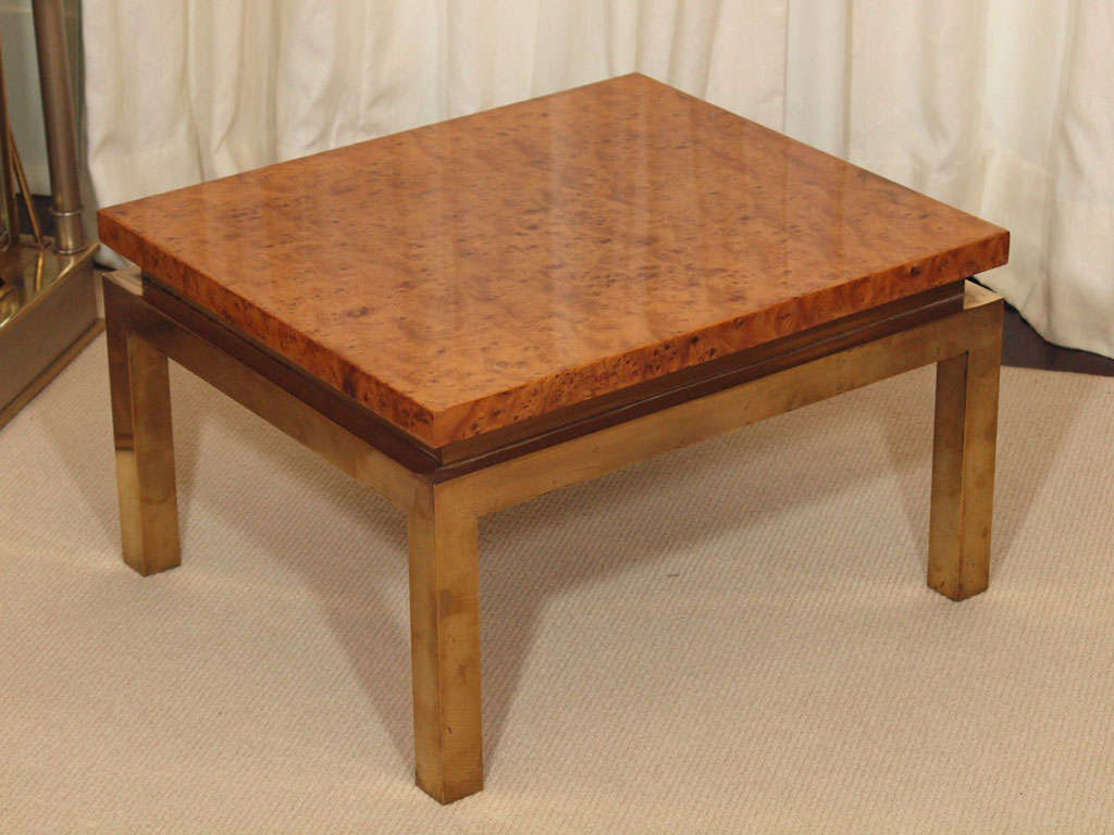 Low Side Table in Lacquered Burl Laminate by Guy Lefevre for Maison Jansen