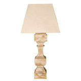 Vintage Oak Architectural Artifact Table Lamp with Custom Shade