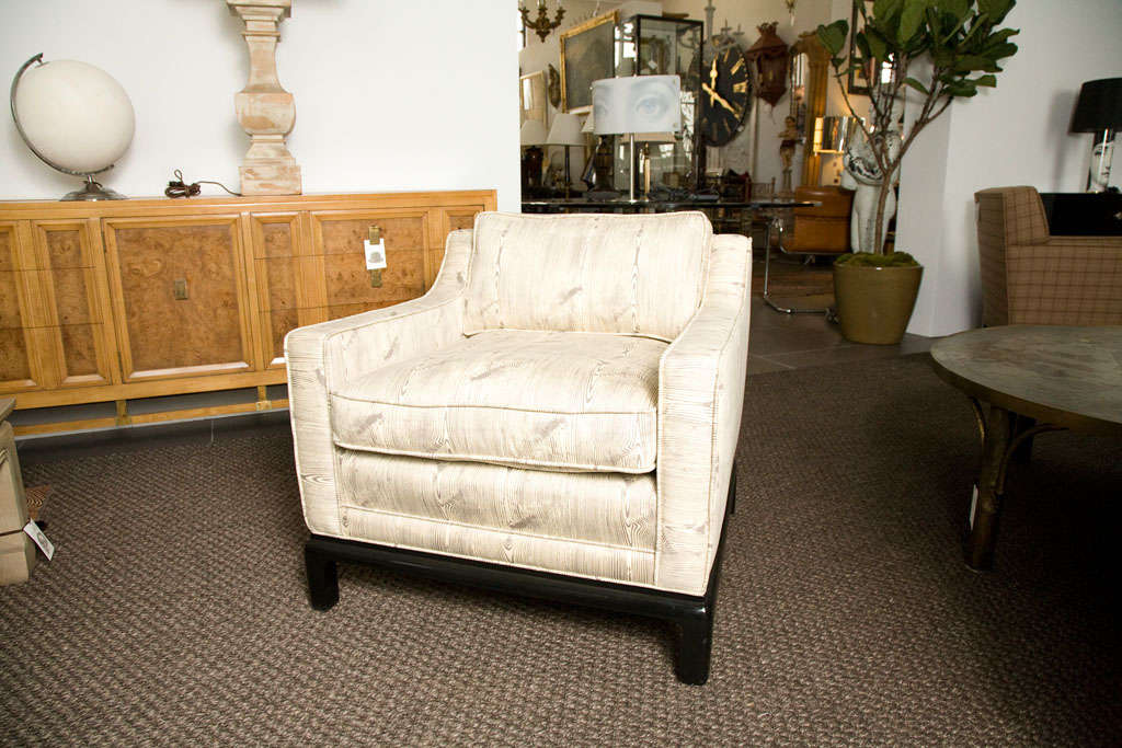 Vintage Lounge Chair upholstered in Faux Bois Fabric For Sale 6