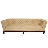 Large Button Tufted Sofa with Single Cushion and Nail Head Trim