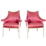Pair Pink silk chairs