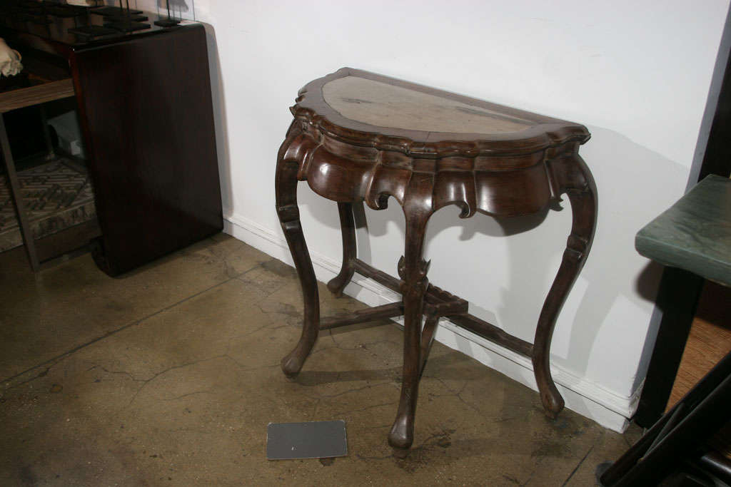 antique half moon table with marble top