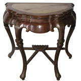 18th Century Blackwood Half Moon Console with Marble Top Insert