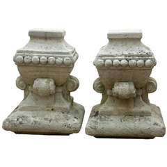 Pair of Carved Stone Finials Pair of Carved Stone Finials