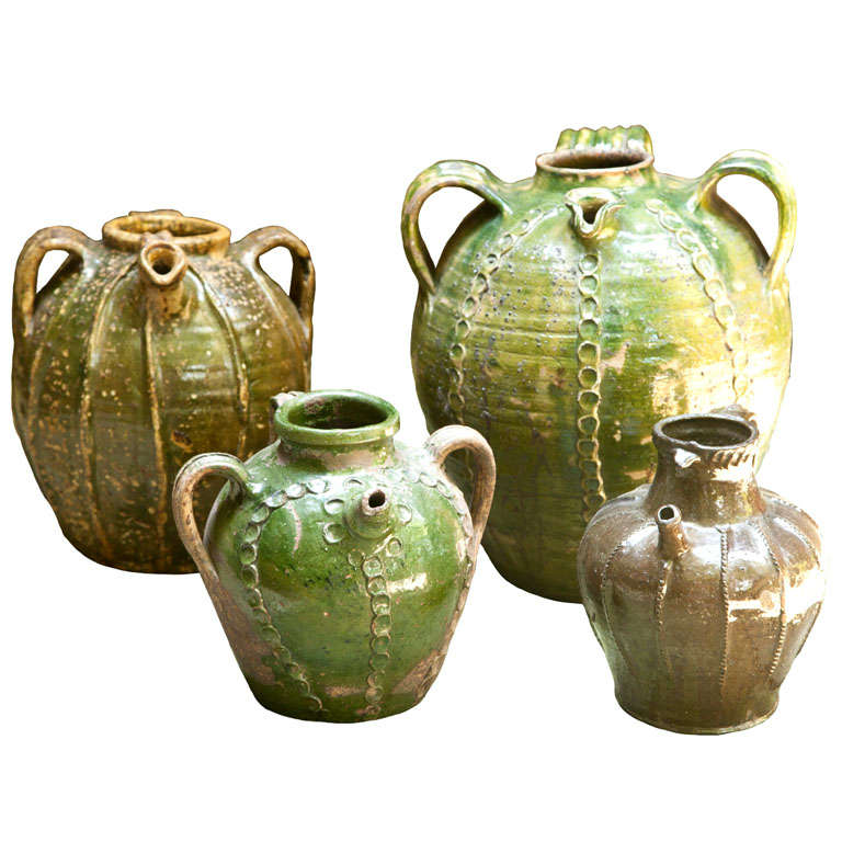 Set of 6 French Olive jars at 1stdibs