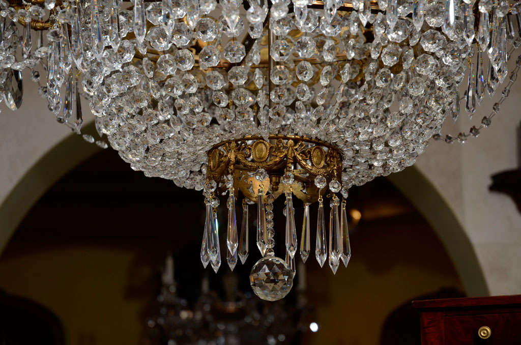 Louis XVI Bronze and Crystal Eight Light Chandelier In Excellent Condition In Westwood, NJ