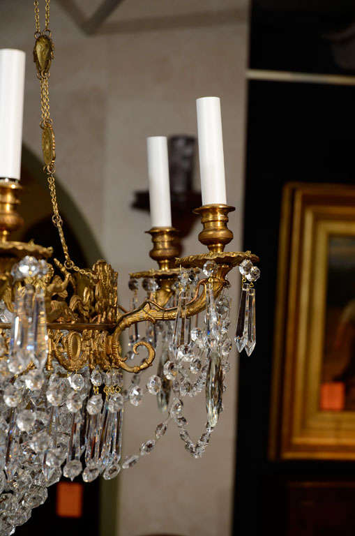 Louis XVI Bronze and Crystal Eight Light Chandelier 2