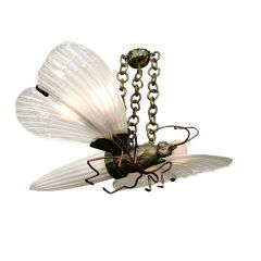 French Art Nouveau Butterfly Glass Chandelier