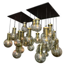 Pair of large 1960's globe chandeliers by RAAK Amsterdam