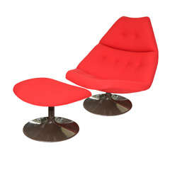 Geoffrey Harcourt swivel chair and ottoman