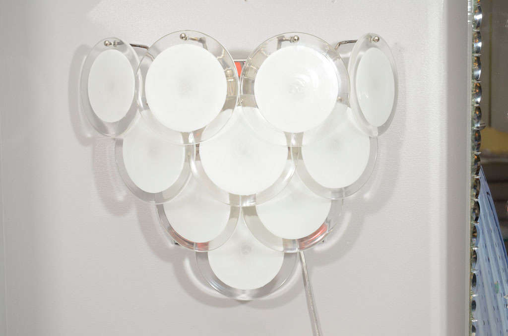 Pair of White Vistosi Disc Sconces