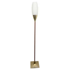 Brass & Walnut Floor Lamp by Laurel