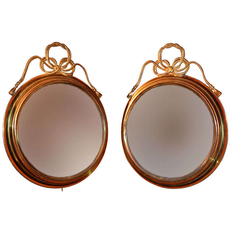 Pair of brass mirrors. at 1stdibs