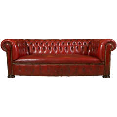Antique Red Leather Chesterfield Sofa