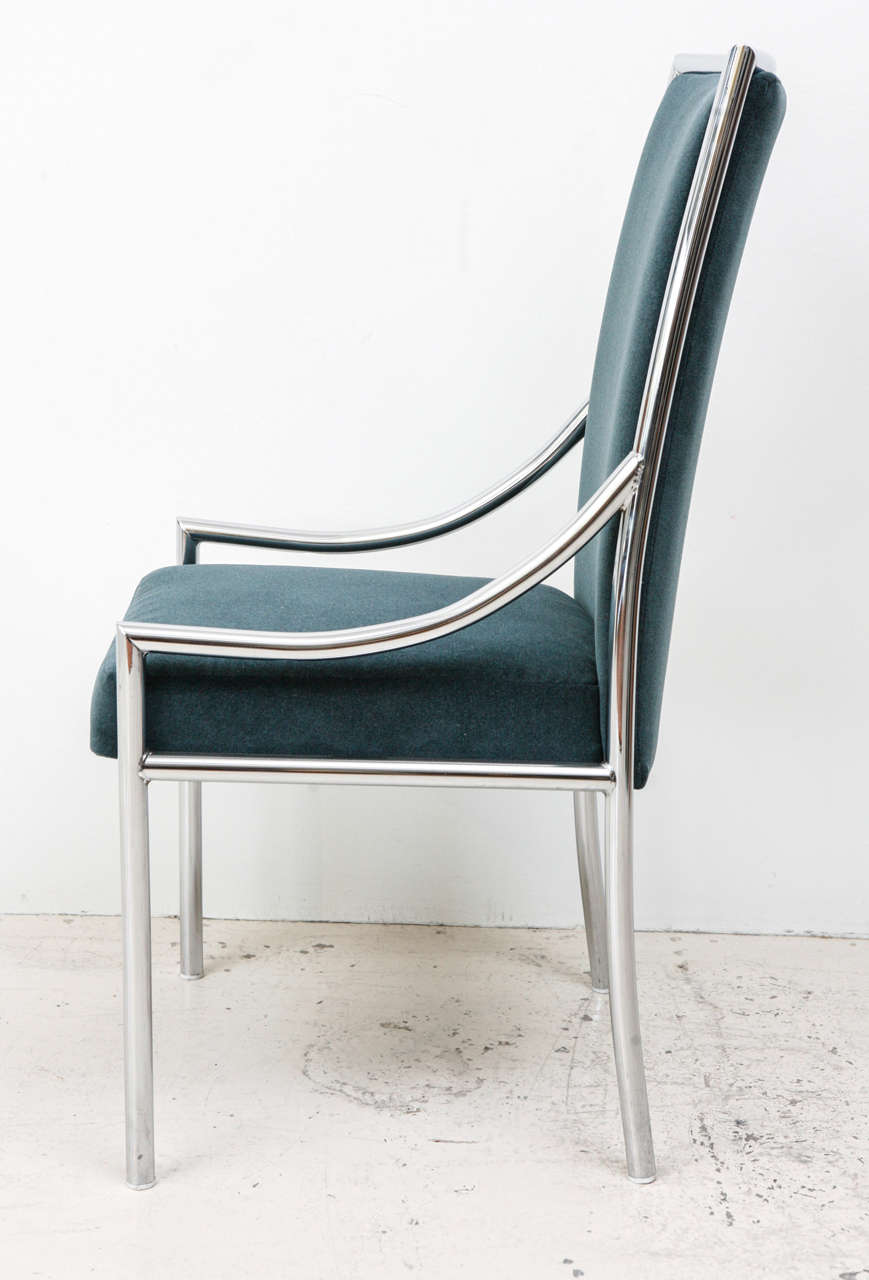 velvet chrome dining chairs