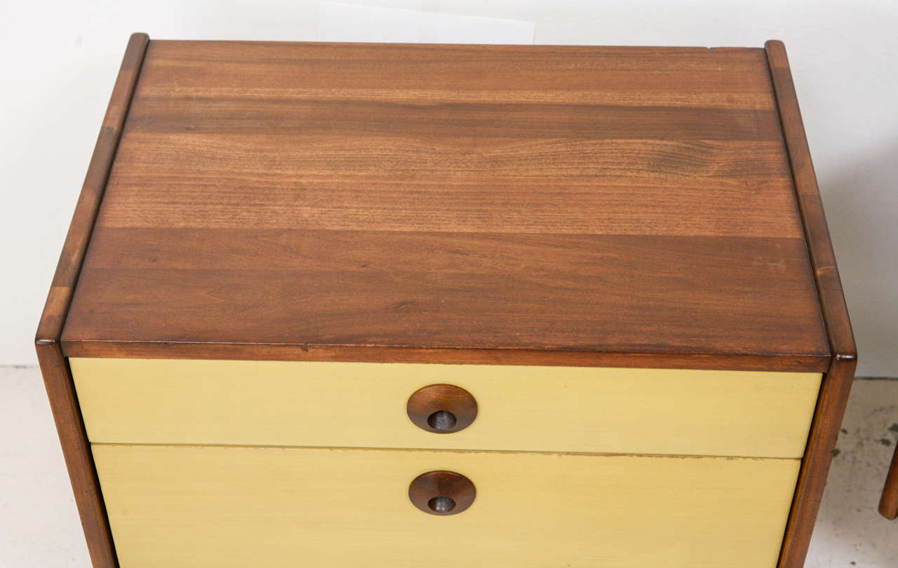 Pair of Solid Walnut Nightstands at 1stdibs