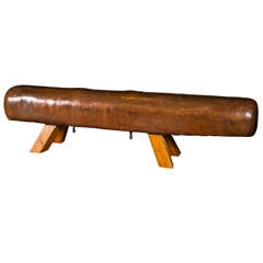 Belgian Vintage Leather Covered Pommel Horse, 1st Half Of The 20th C.