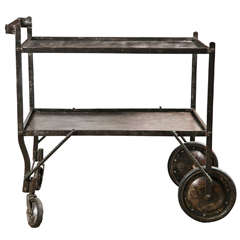 Antique American Industrial Iron Rolling Factory Cart, 1st Half Of The 20th C.