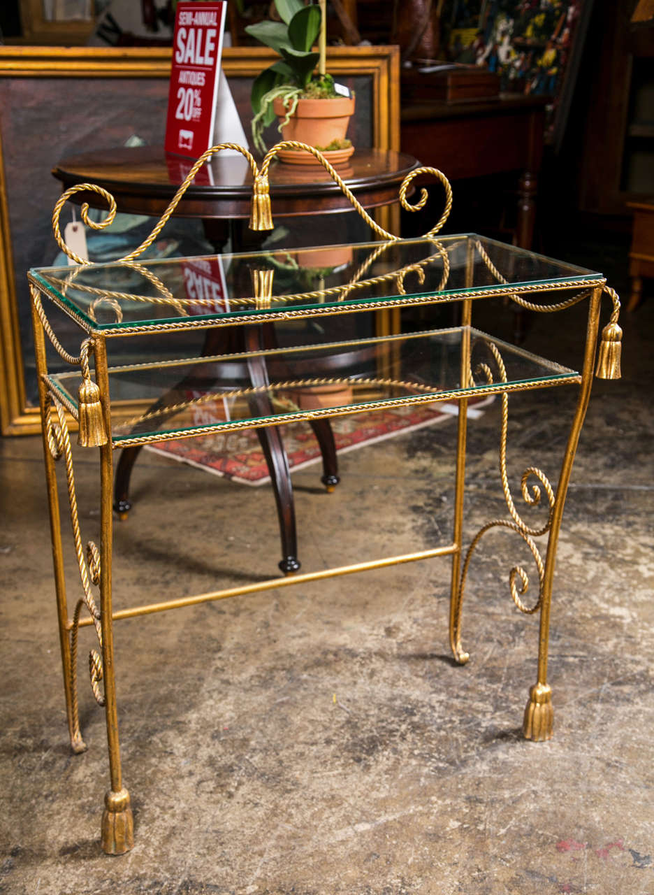 Mid-20th Century Mid-century Gilded Iron Vanity Table And Chair, C. 1940-60