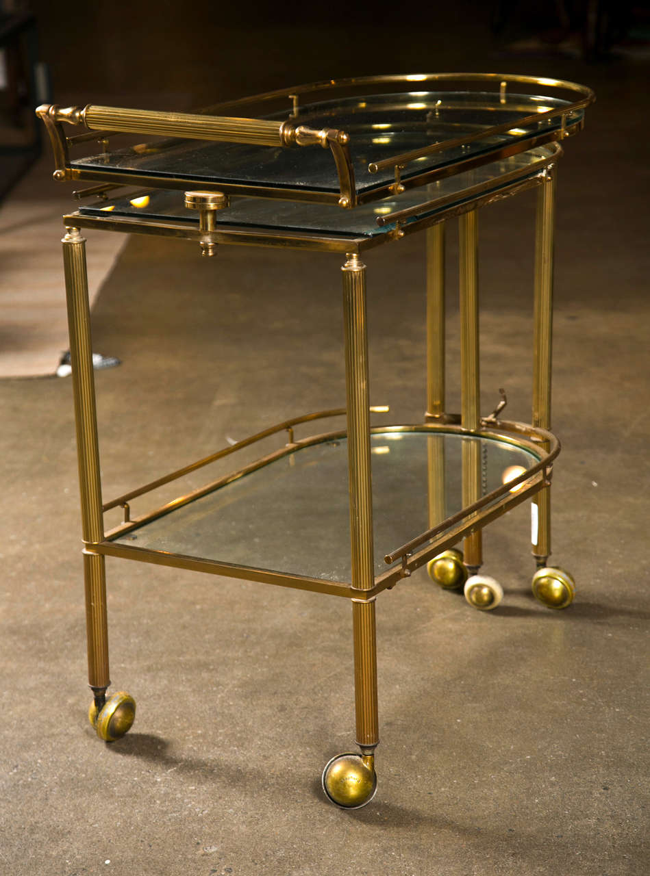 Midcentury American brass rolling bar cart, c. 1950 at 1stDibs