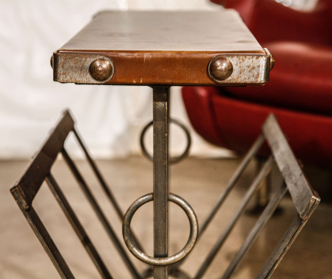 Wrought Iron Magazine Stand/Table by Jacques Adnet