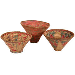 Vintage Woven Grass American Indian Baskets