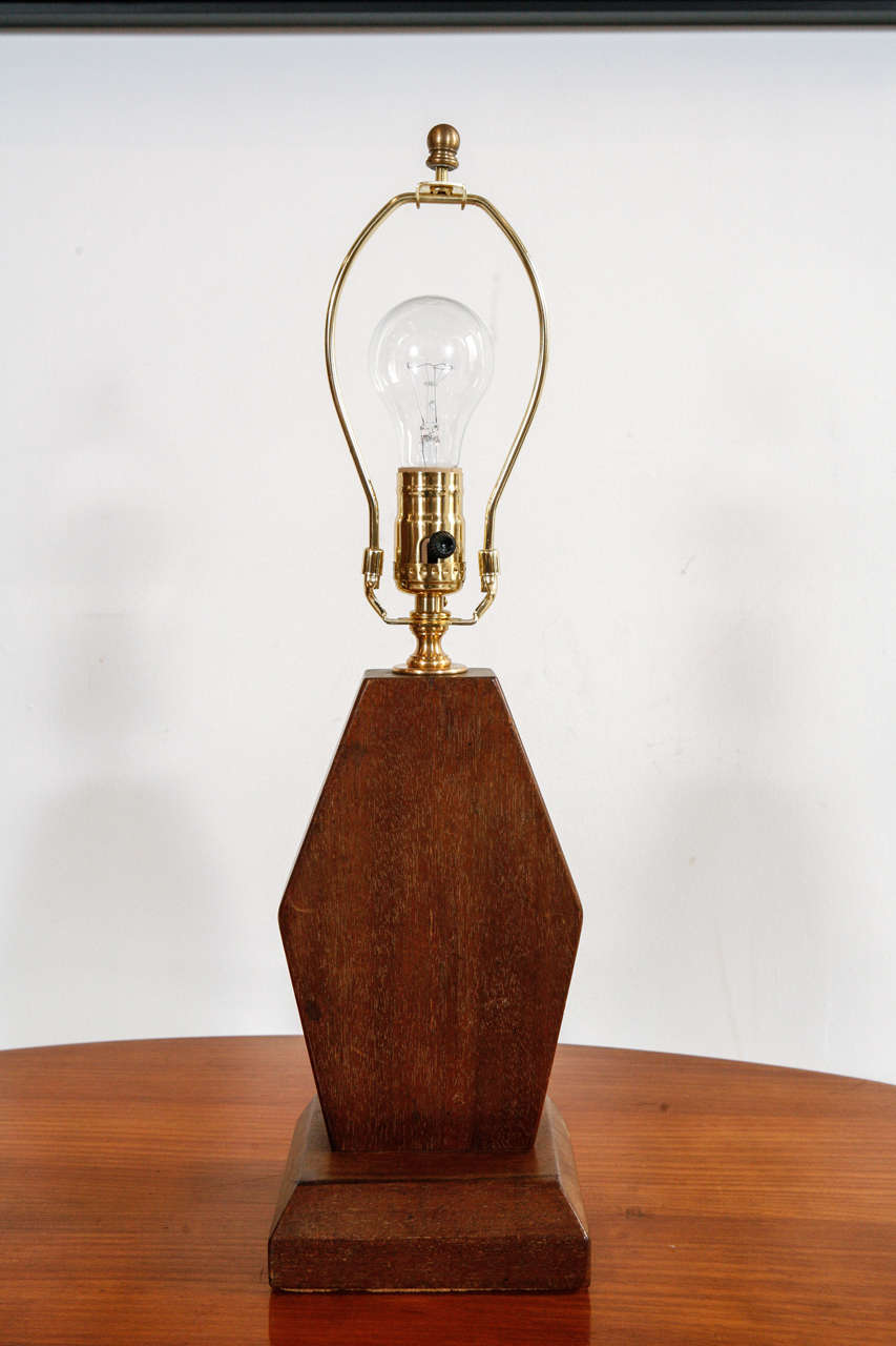Mid-Century Modern Mid-Century Hexagon Wood Lamp