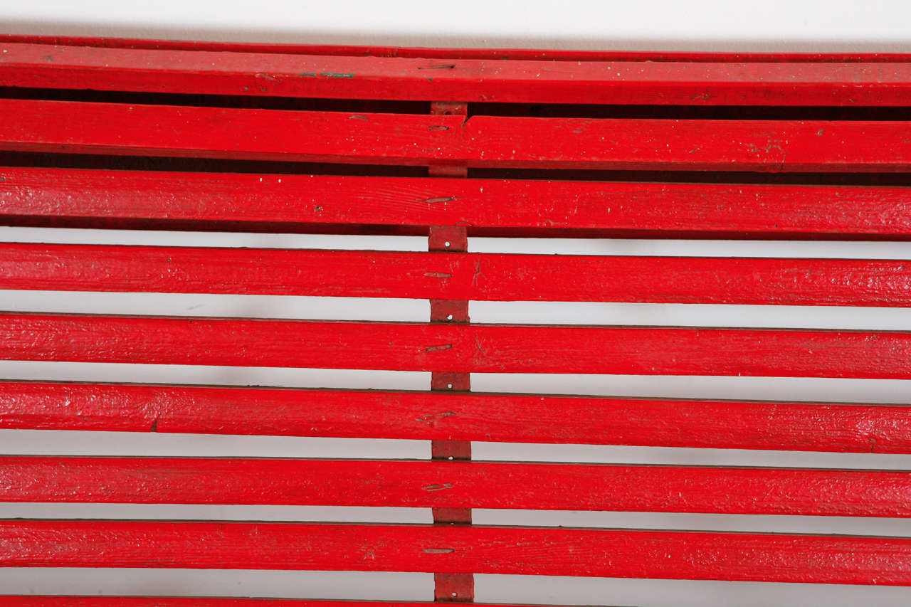 red outdoor bench