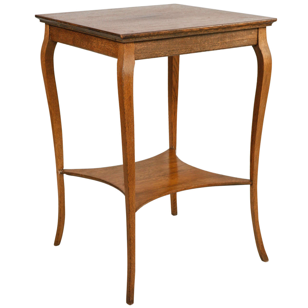 Tall Curved Leg Oak Side Table