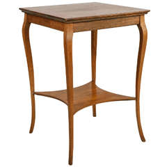 Vintage Tall Curved Leg Oak Side Table