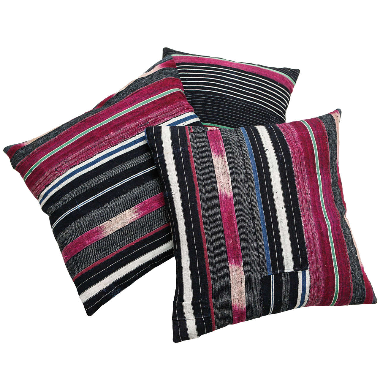Group of 3 Yoruba African Ikat Textile Pillows For Sale