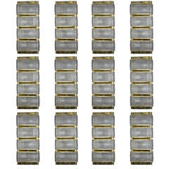 Amazing Set of Twelve Murano Glass and Brass Wall Sconces 4