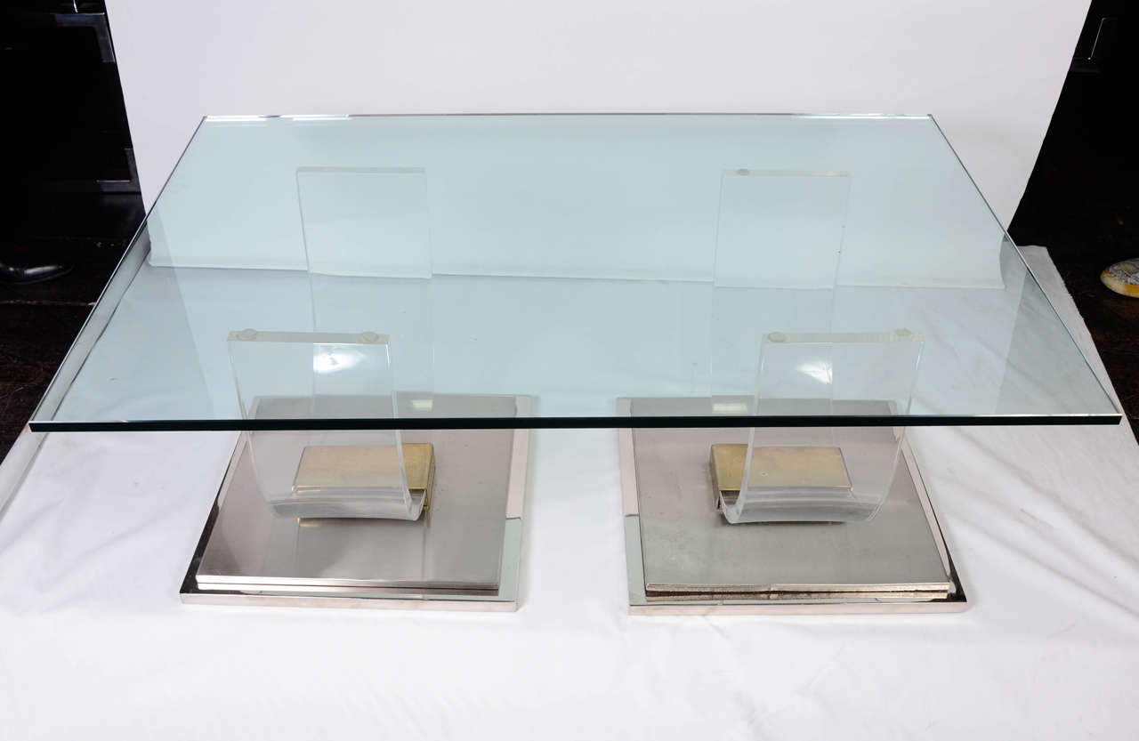 Lucite and Chrome Coffee table, Jansen , 1970