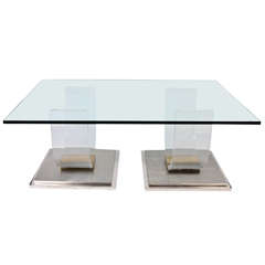 Lucite and Chrome Coffee table, Jansen , 1970