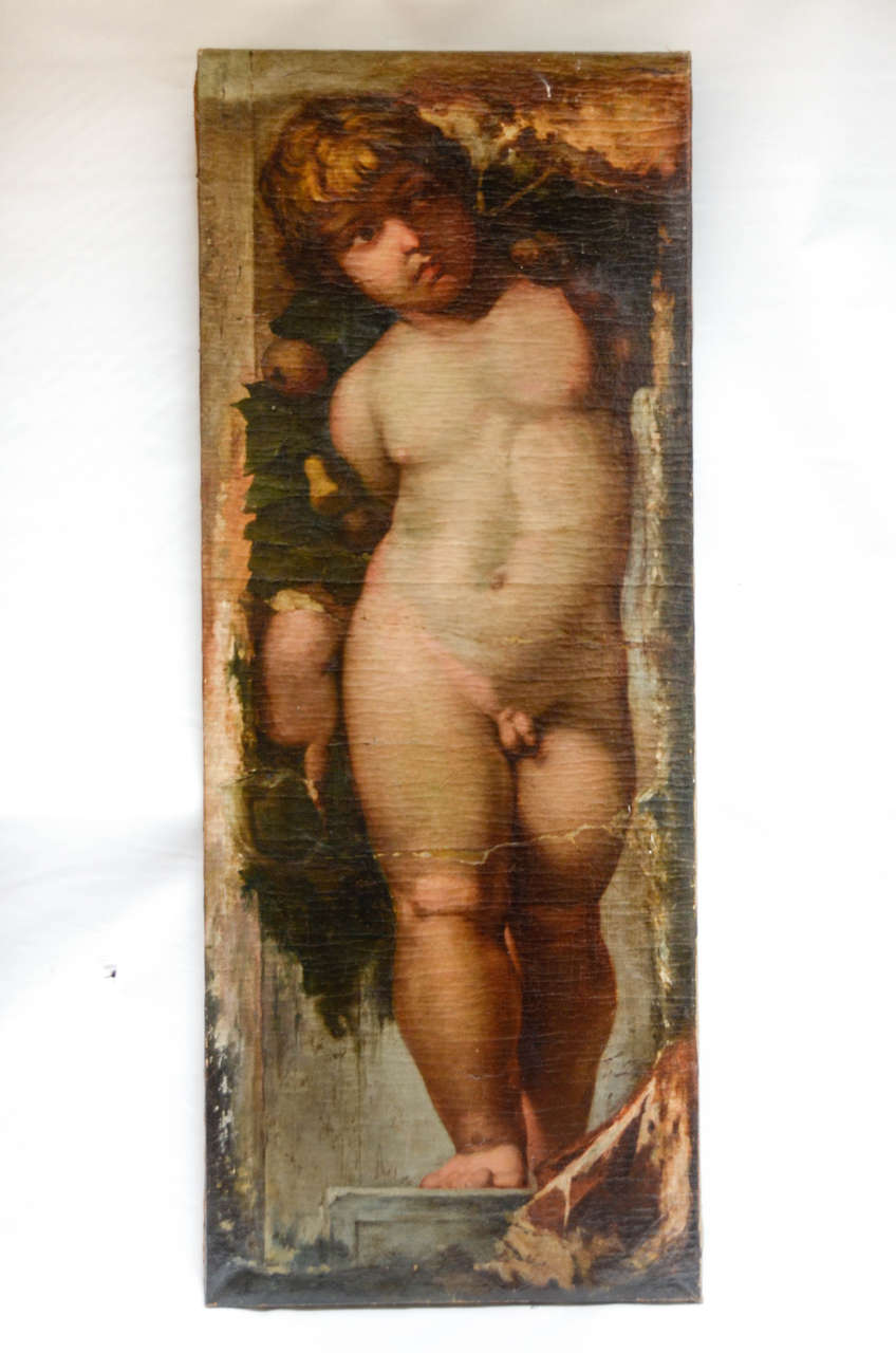 Oil painting, ángel, 19th century