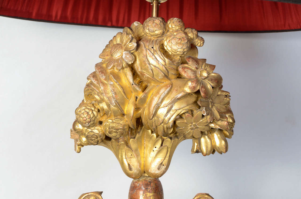 18th Century and Earlier Two Giltwood Lamps For Sale