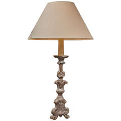 Antique Silver Gilt Pricket Stick Mounted as a Table Lamp, French, circa 1860 