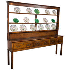 Early Oak Welsh Dresser with Upper Rack