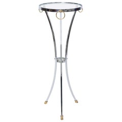 Elegant Maison Jansen Empire Style Chrome and Brass Pedestal Table