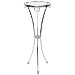 Elegant Maison Jansen Empire Style Chrome and Brass Pedestal Table 5