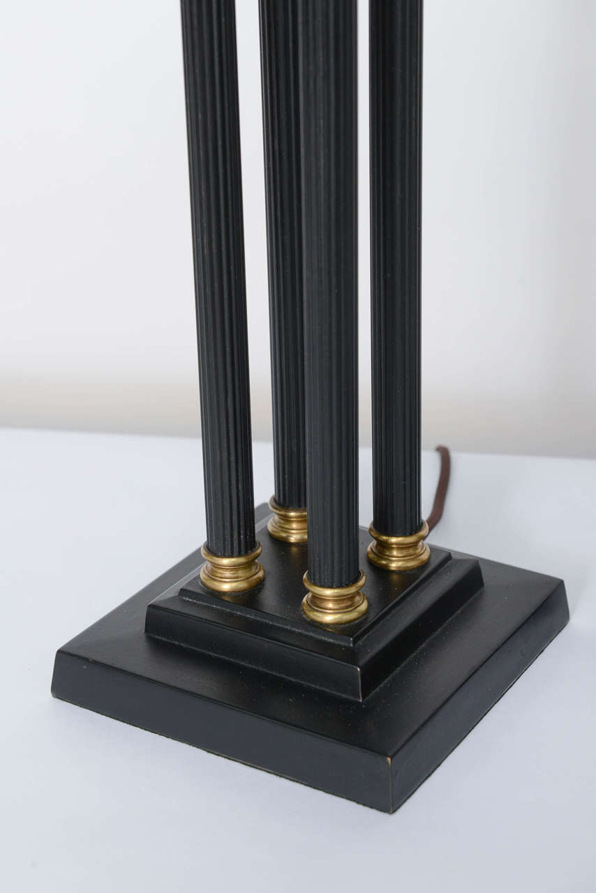 British Exquisite Pair of Neoclassical Column Table Lamps For Sale