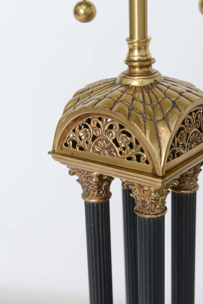 Exquisite Pair of Neoclassical Column Table Lamps In Good Condition For Sale In Miami, FL