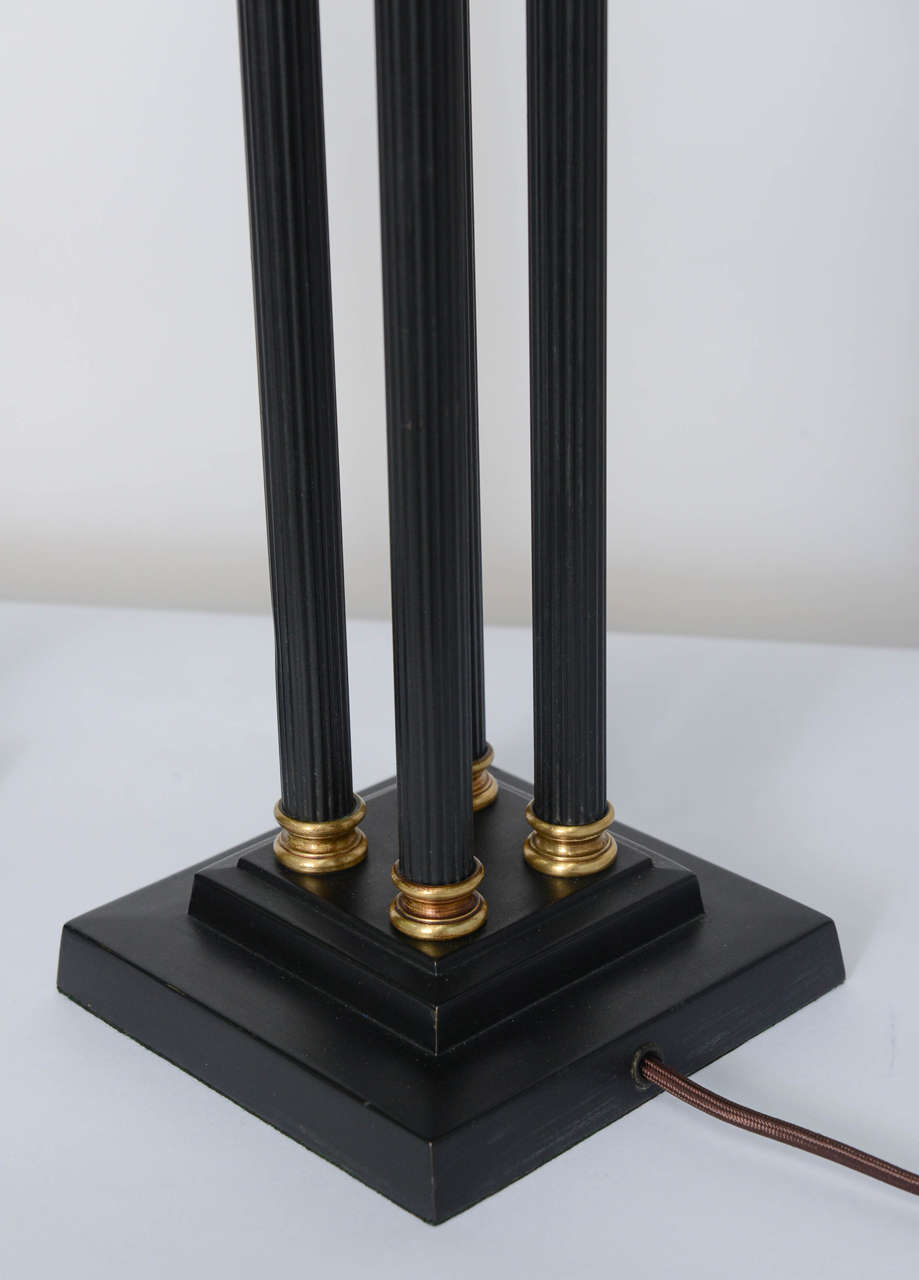 Exquisite Pair of Neoclassical Column Table Lamps For Sale 1