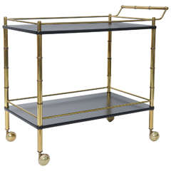 Fine Faux Bamboo Brass Dessert Tea or Bar Cart