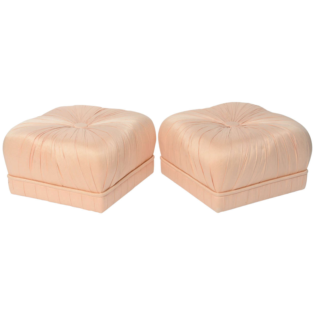 Luxe Pair of Hollywood Poufs or Ottomans on Casters