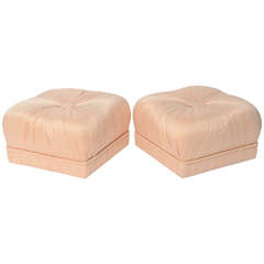Luxe Pair of Hollywood Poufs or Ottomans on Casters 5