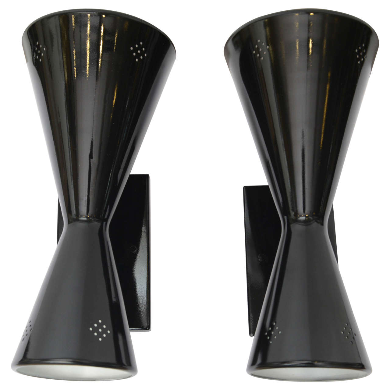 Pair of Black Double Cone Sconces